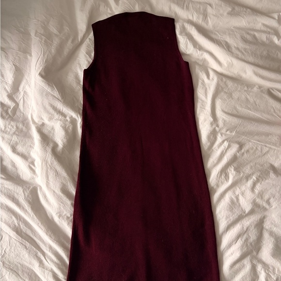 Ralph Lauren Merino Wool Midi Dress in Burgundy - Picture 5 of 7